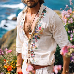 【24-hour shipping out】Men's Casual Vintage Embroidered Long Sleeve Shirt 42024025TO