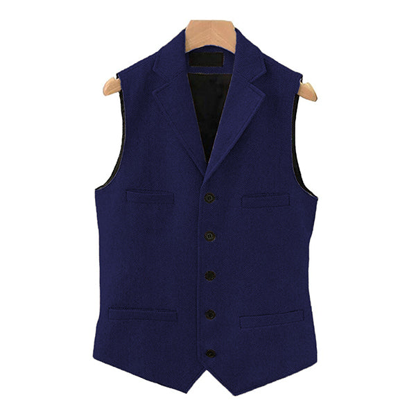 Men's Vintage Classic Wool Blended Lapel Single Breasted Suit Vest 15824060M