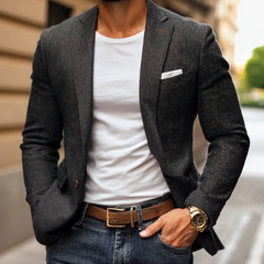 【24-hour shipping out】Men's Casual Linen Notch Lapel Single-breasted Slim-fit Blazer 60504674M