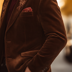 Men's Retro Minimalist Embroidered Corduroy Suit Jacket MTA2101K6P