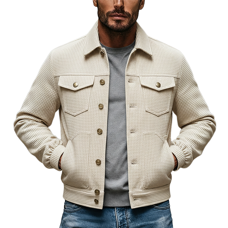 Men's Solid Color Waffle Collar Jacket MTA0184K7X