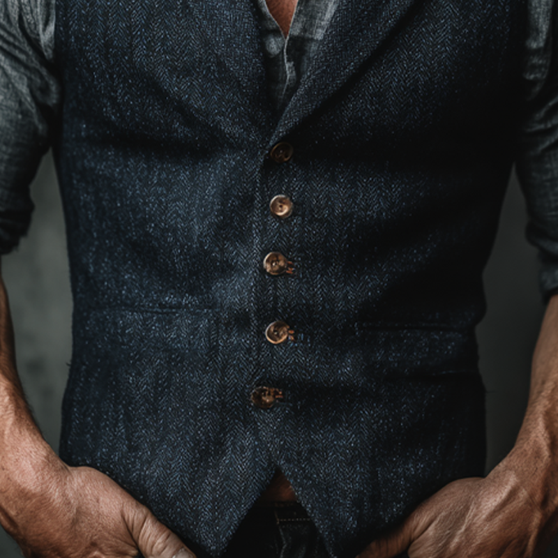 Men's Retro Herringbone Lapel Vest MTA3014K5X
