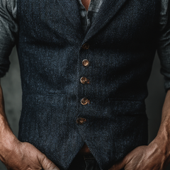 Men's Retro Herringbone Lapel Vest MTA3014K5X