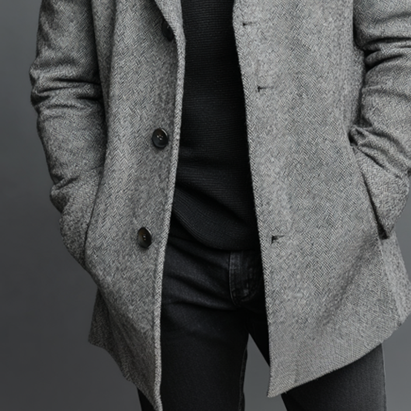 Men's Retro Faux Wool Blend Lapel Button Mid-Length Overcoat MTA3018K9X