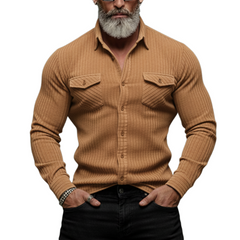 Men's Classic Casual Corduroy Slim Fit Long-Sleeve Shirt MTA1489K4K