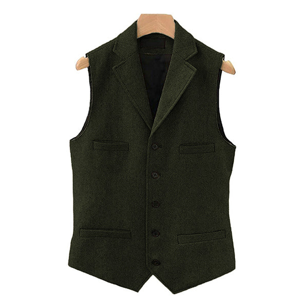 Men's Vintage Classic Wool Blended Lapel Single Breasted Suit Vest 15824060M