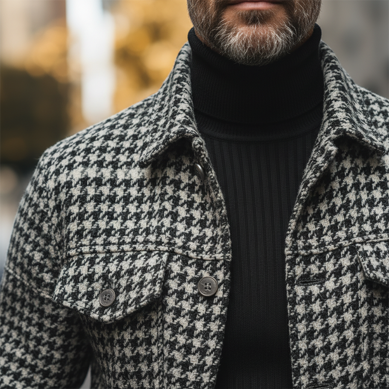 Men's Winter Retro Houndstooth Faux Wool Jacket MTA1203K5P