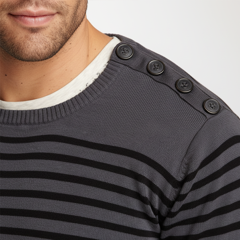 Men's Simple Striped Cotton Yarn Knit Button-Up Thin Sweater MTA1115K5P