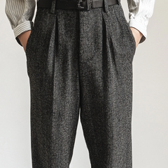 Men's Retro Blended Herringbone Loose Pants MTA2671K0X