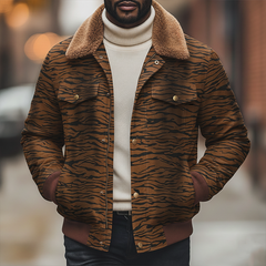 Men's Winter Retro Camouflage Print Fur Collar Jacket MTA1066K1P
