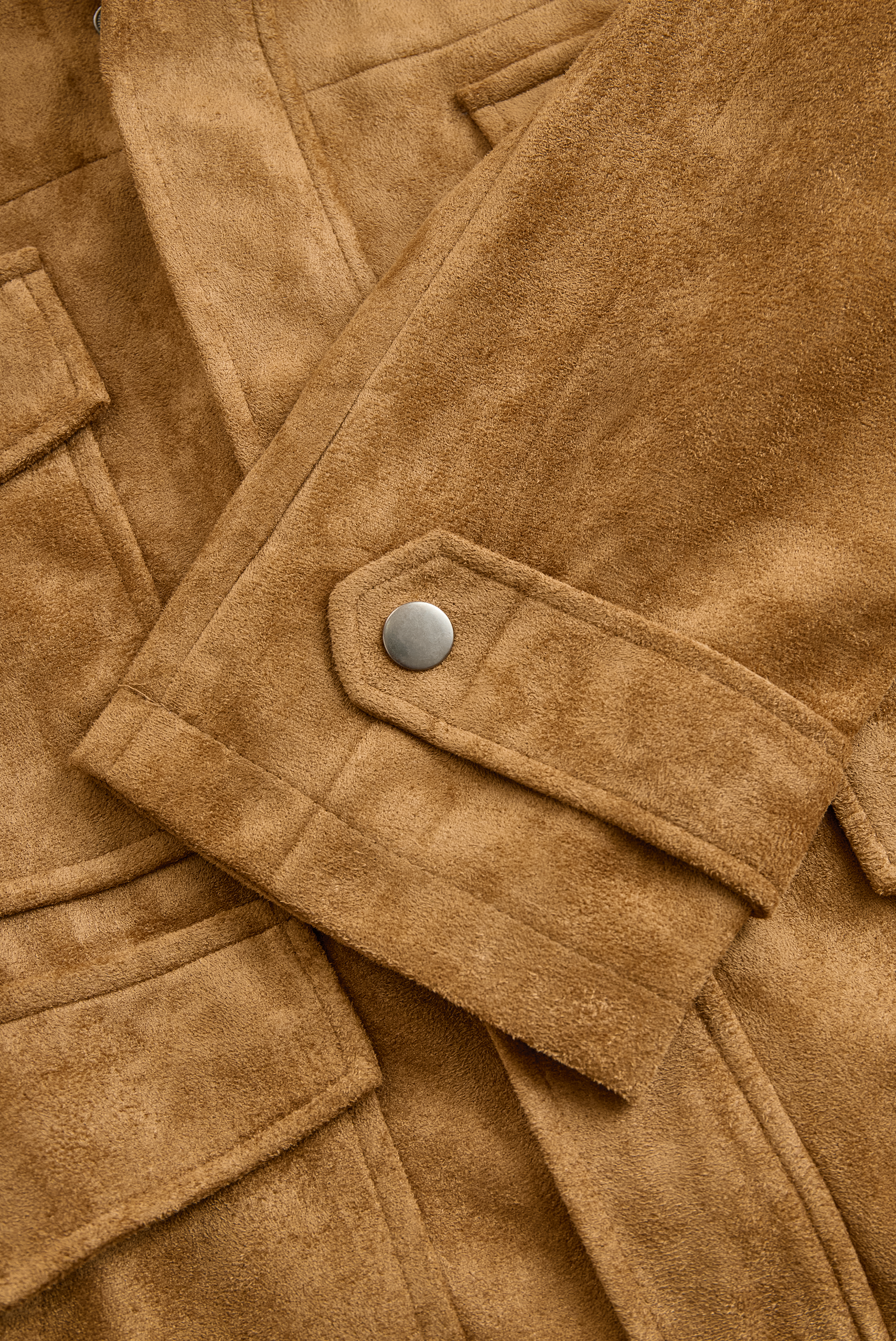 Men's Vintage Suede Fleece Collar Patchwork Multi-Pocket Zipper Coat 99704034M