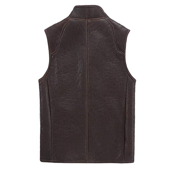 MEN'S SUEDE BROWN VERTICAL POCKET VEST 125618419QX