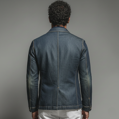 Men's Classic Casual Rugged Style Washed Denim Multi-pocket Single-breasted Blazer MTA3016K8K