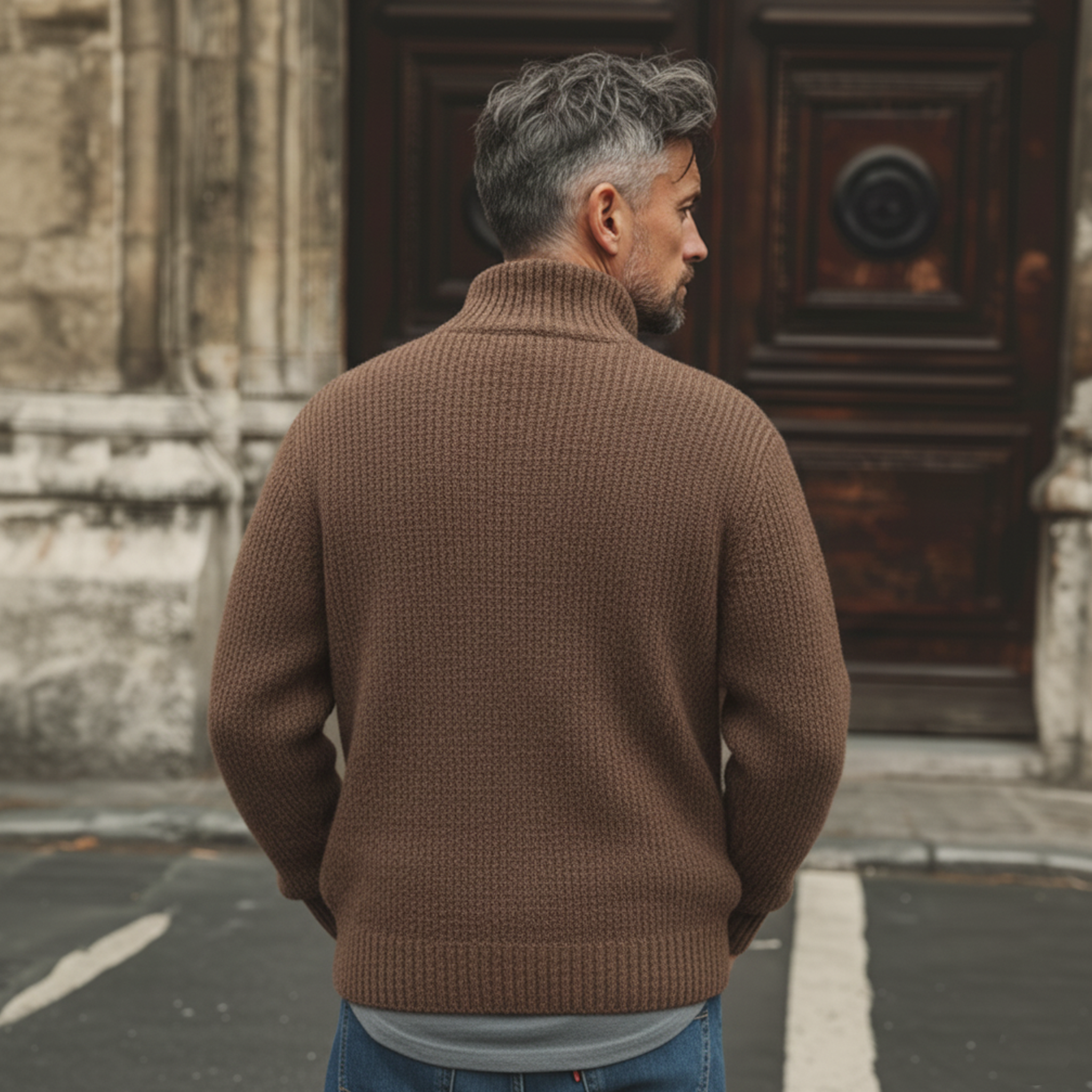 Men's Classic Retro Stand-up Collar Knitted Cardigan MTA2989K2K