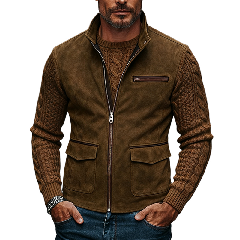 Men's Retro Faux Suede Stand Collar Zipper Vest MTA1197K1X