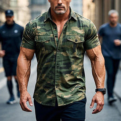 Men's Outdoor Camouflage Print Short Sleeve Shirt 66746557X