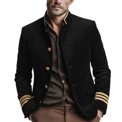 Men's Classic Corduroy Stand Collar Single-Breasted Jacket MTA1561K7K