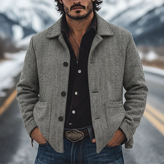 Men's Retro Blend Herringbone Lapel Jacket MTA0626K5X