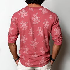 Men's Floral Henley Collar Long Sleeve T-shirt MTA3022G0Z