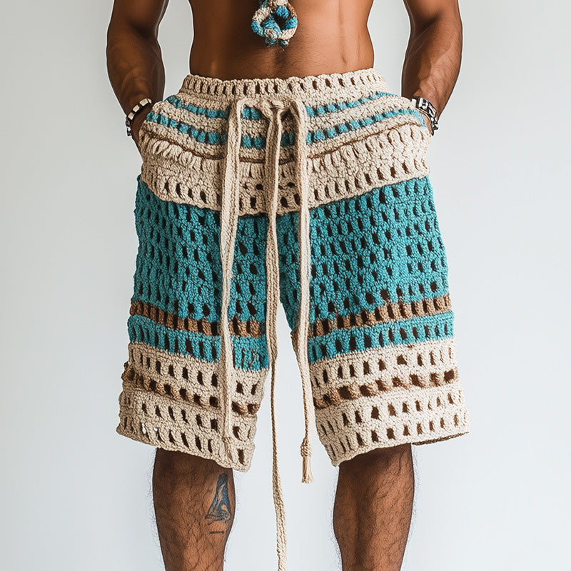 【24-hour shipping out】Men's Holiday Braided Beach Shorts MTA2138C6P