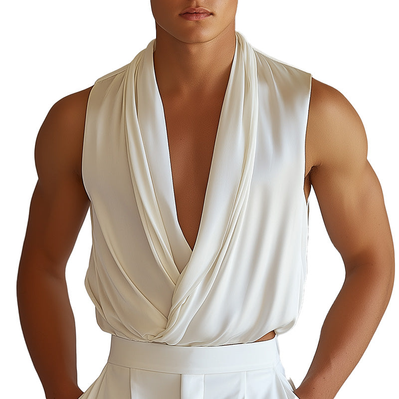 Men's Summer Fashion Classic Retro Imitation Silk Tank Top MTA1828D0P