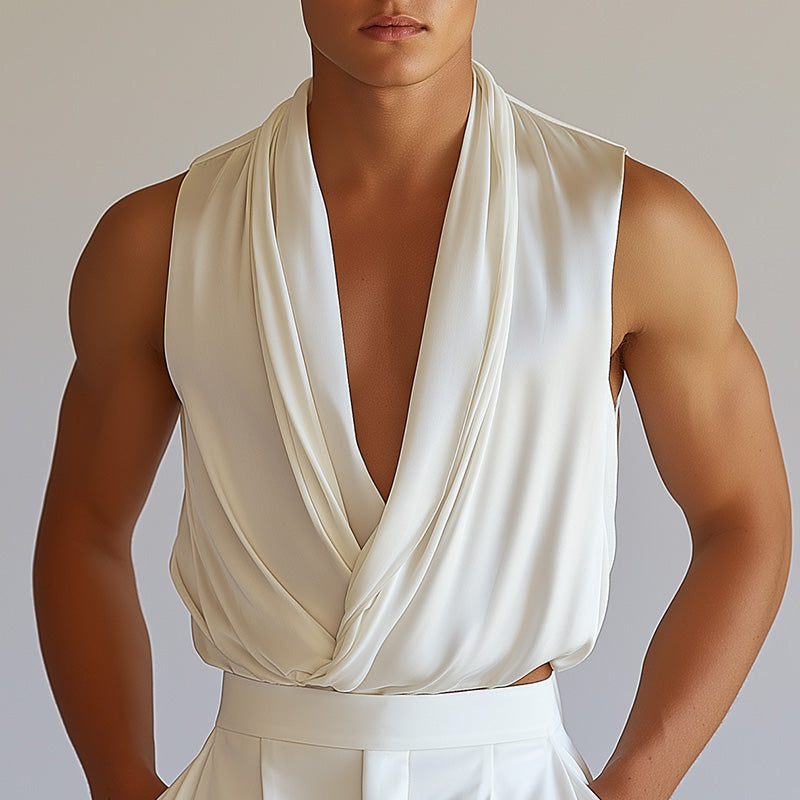 Men's Summer Fashion Classic Retro Imitation Silk Tank Top MTA1828D0P