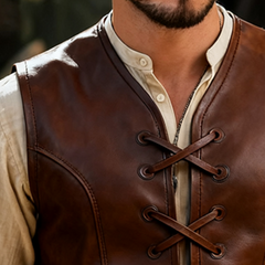 Men's Retro Casual PU Strappy Viking Warrior Vest MTA3029K8TO