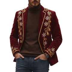 Men's Winter Retro Embroidered Corduroy Button Jacket MTA1861K7P