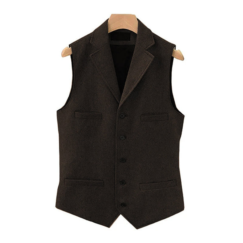 Men's Vintage Classic Wool Blended Lapel Single Breasted Suit Vest 15824060M
