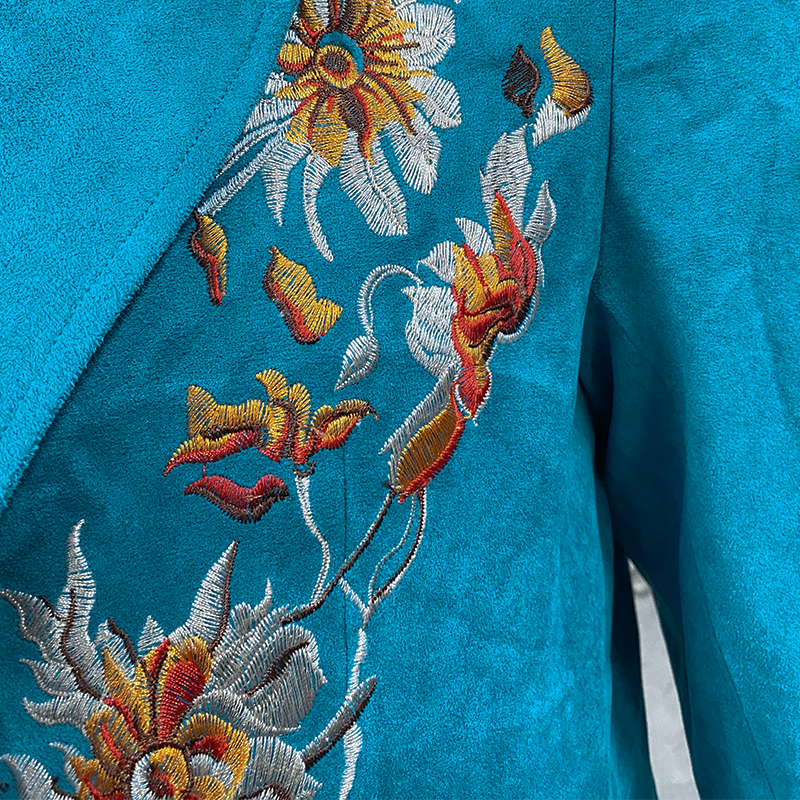 【24-hour shipping out】Men's Classic Retro Casual Slim Fit Western Style Embroidered Sheepskin Suede Blazer 67207851K