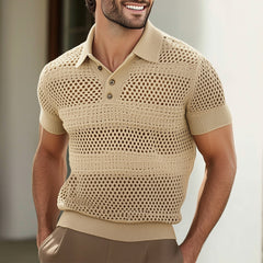 【24-hour shipping out】Men's Summer Knitted Breathable Polo Neck Short Sleeve T-Shirt MTA1465D6U