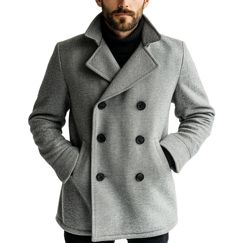 Men's Blended Double-breasted Mid-length Coat MTA0116L8X