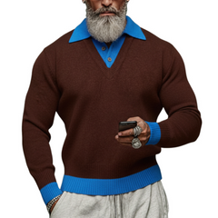 Men's Classic Casual Two-piece Color-blocked Slim-fit Sweater MTA0527K7K