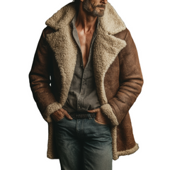 Men's Retro Casual Faux Fur Sheath Collar Mid-Length Coat MTA0131K1TO