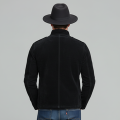 Men's Classic Retro Western Style Stand-up Collar Multi-pocket Faux Suede Jacket MTA1730K5K