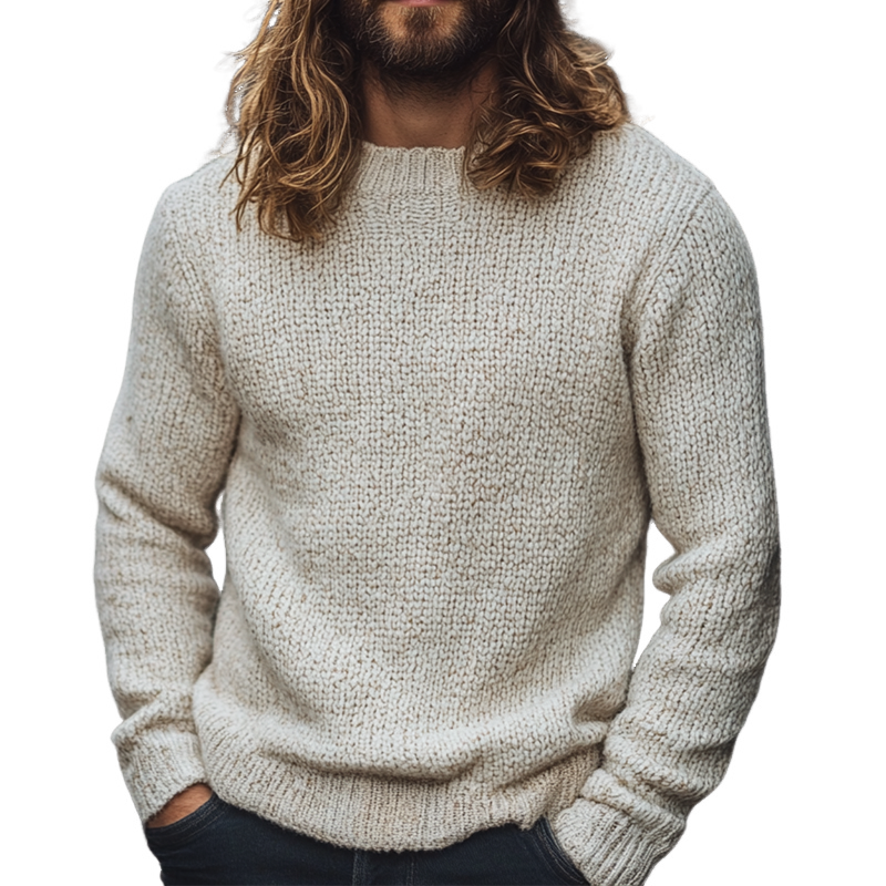 Men's Solid Color Crew Neck Pullover Knit Sweater MTA0179L2X