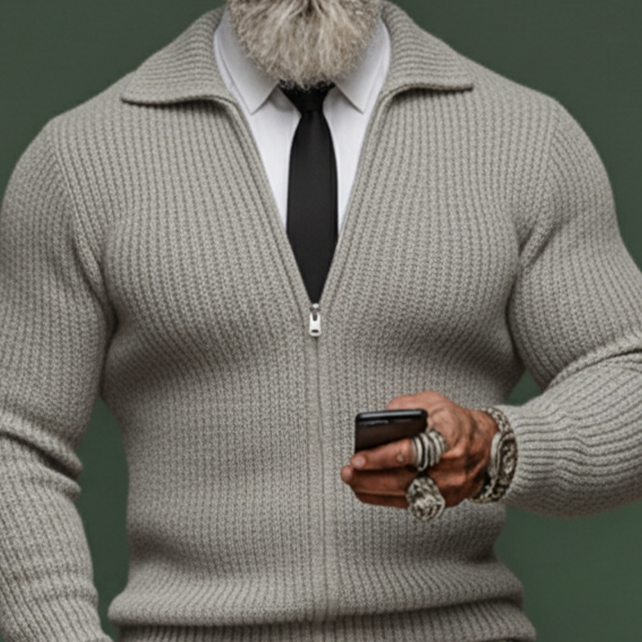 Men's Classic Casual Rugged Style Lapel Zip-up Slim-fit Knit Cardigan MTA0529K7K