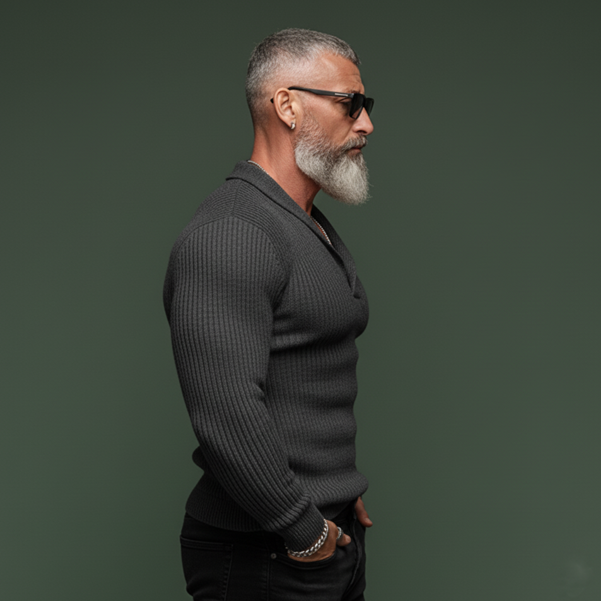 Men's Classic Retro Shawl V-neck Slim Fit Sweater MTA2834K9K