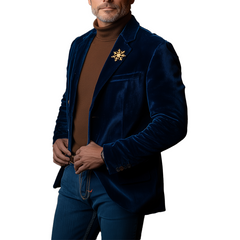 Men's Christmas Vintage Snowflake Embroidered Velvet Suit MTA2061K5P