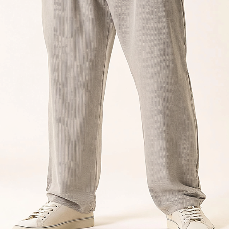 Men's Textured Striped Loose-fitting Straight-leg Trousers MTA2619K0X