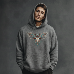 Men's Classic Casual Western Style Embroidered Air Layer Cotton Blend Hoodie MTA1145K6K