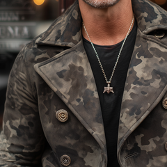 Men's Classic Camouflage Print Suede Double Breasted Jacket MTA0447I4U