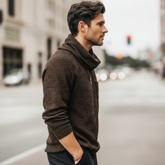 Men's Fashion Stacked Neck Ribbed Textured Pullover Sweatshirt MTA3044K0U