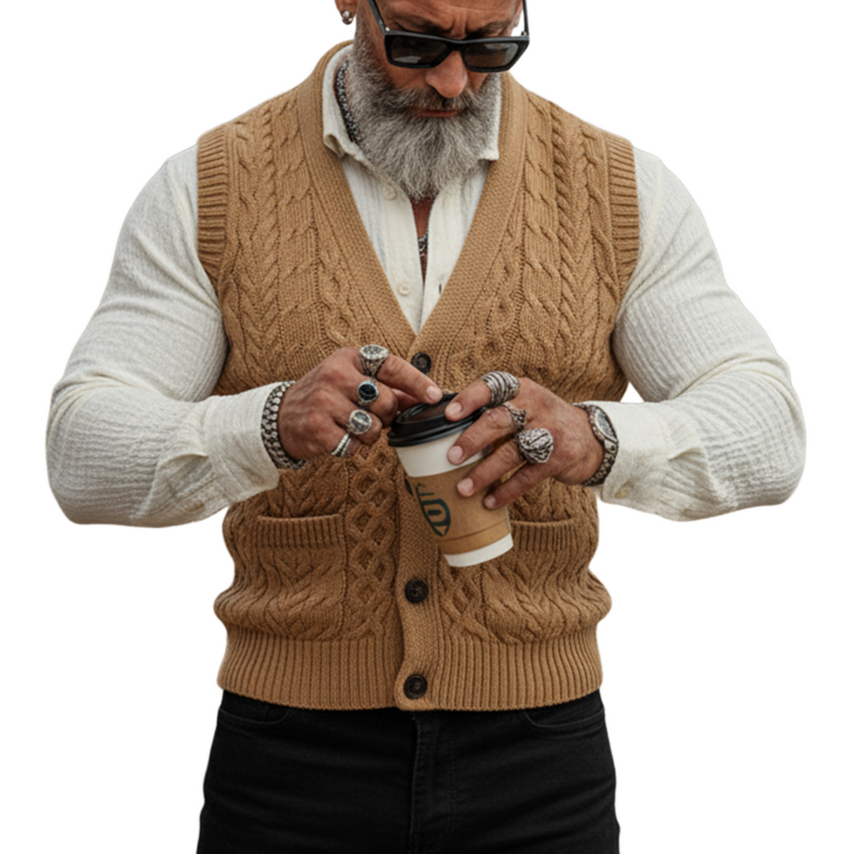 Men's Classic Casual Jacquard Knitted Vest MTA1241K7K