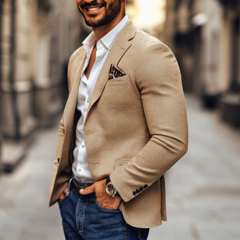 【24-hour shipping out】Men's Fashion Notch Lapel Two Buttons Casual Blazer 47644865Z