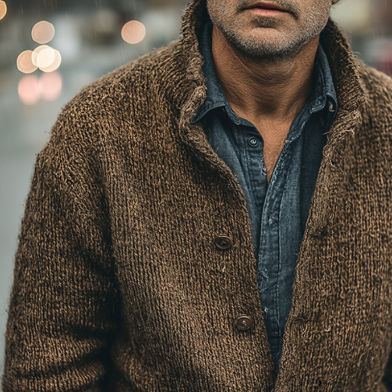 Men's Retro Casual Stand Collar Button Cardigan MTA2698K1TO