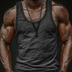 Men's Casual Breathable Skin-friendly Cotton U-neck Slim Fit Tank Top MTA0746G0M