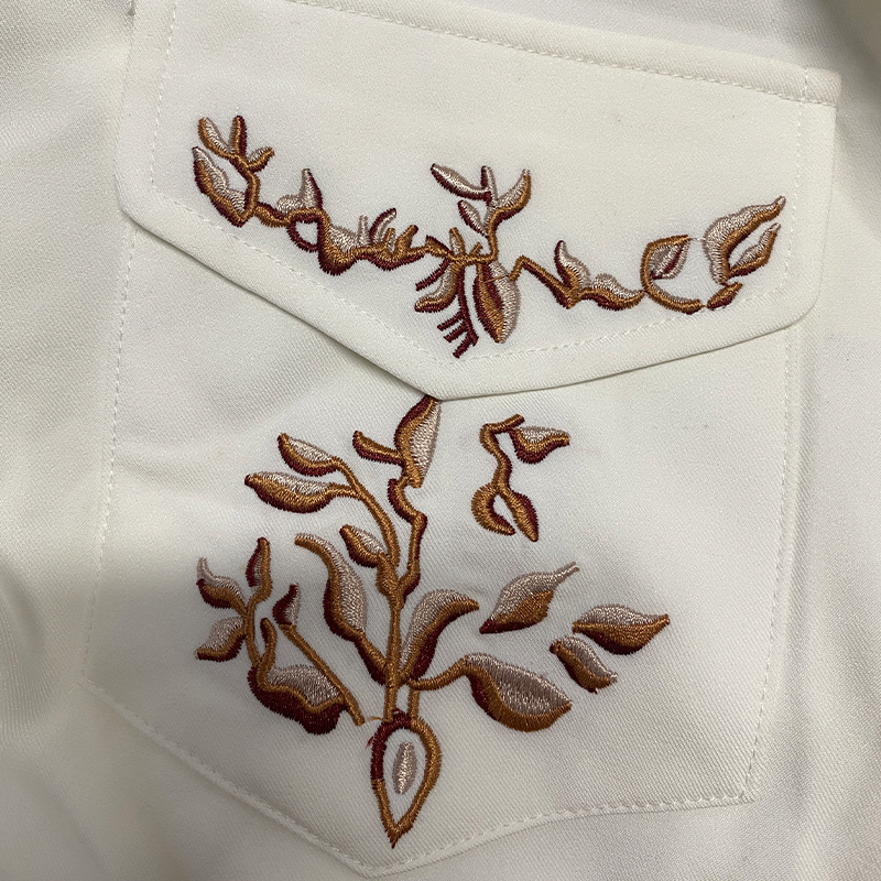 Men's Classic American Western Style Embroidered Slim Fit Cotton Long Sleeve Shirt 98153445K