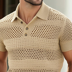 【24-hour shipping out】Men's Summer Knitted Breathable Polo Neck Short Sleeve T-Shirt MTA1465D6U