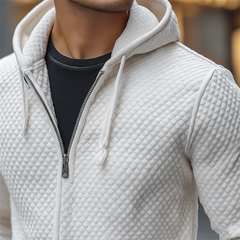 Men's Stylish Minimalist Waffle Textured Cotton Blend Hooded Sweatshirt MTA0573K6P